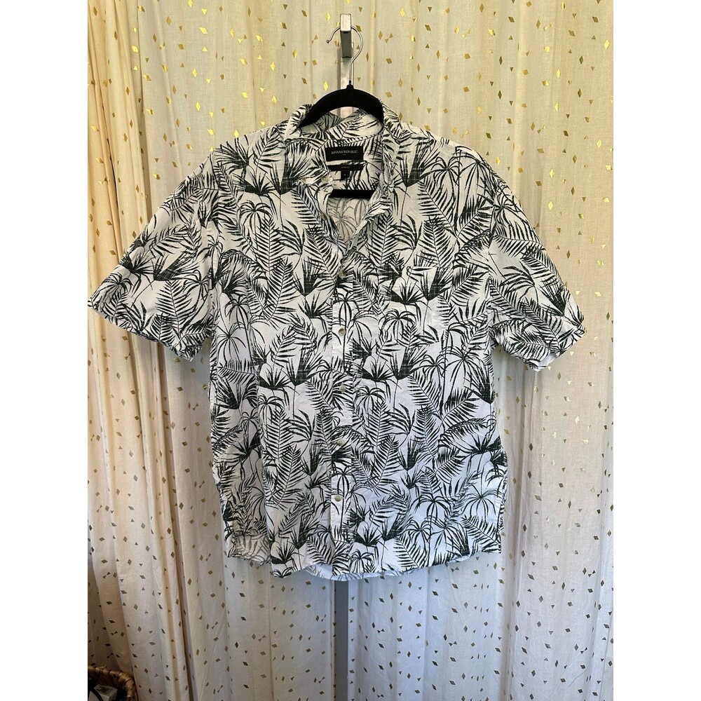Banana Republic Factory 100% Cotton Tropical Button Down Slim Fit Shirt L